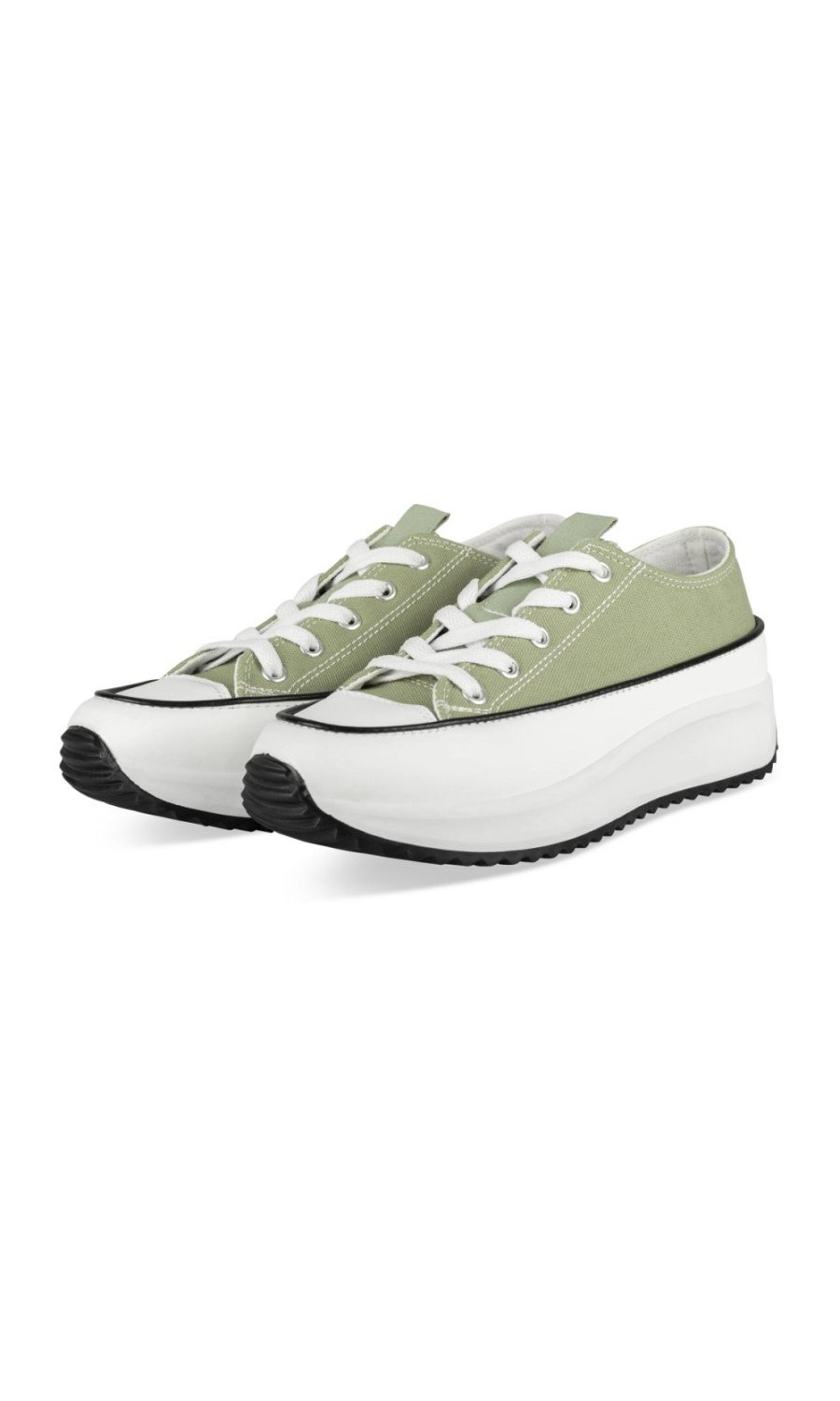 Baskets plateforme msnna b toile kaki