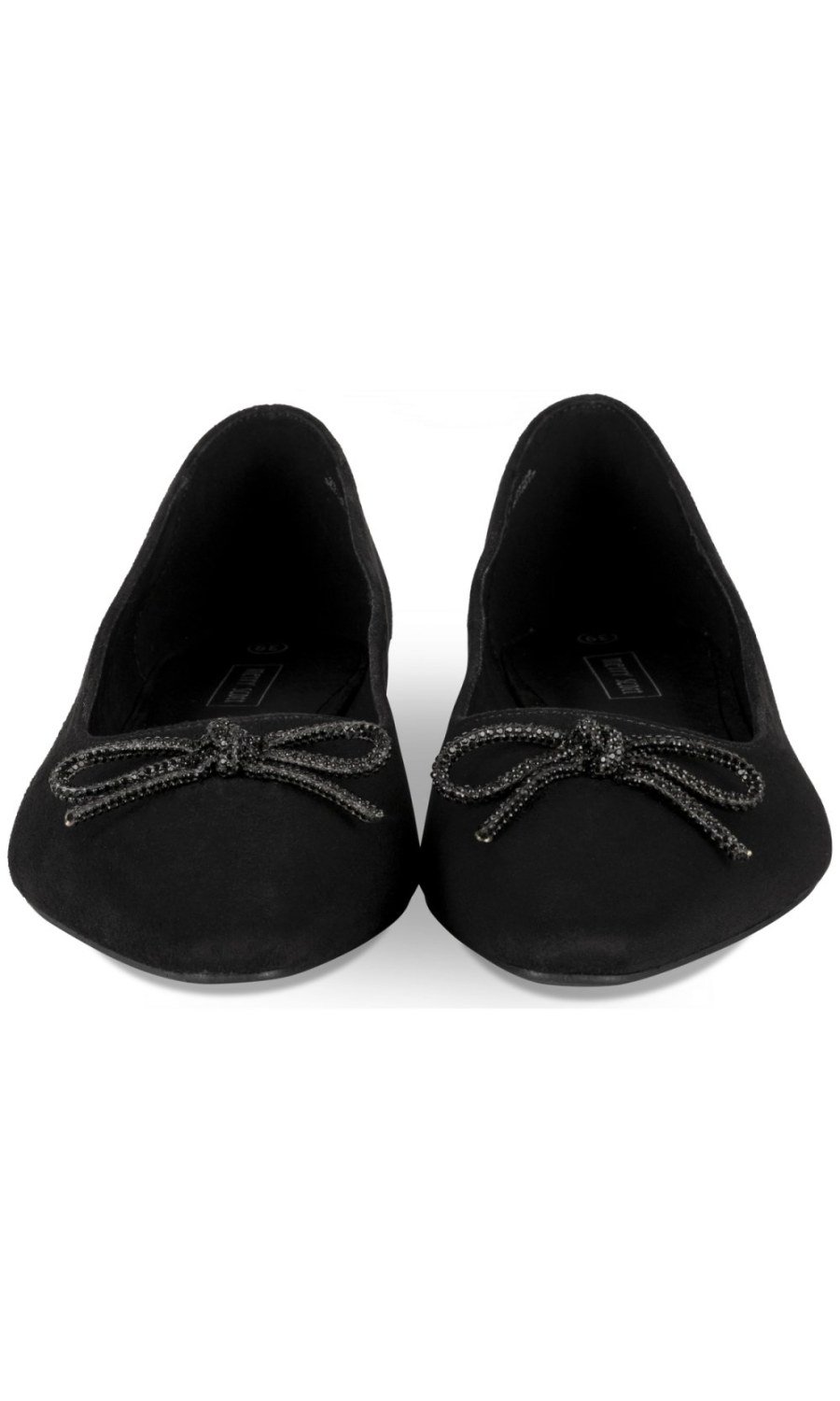 Black faux suede pointed ballerinas