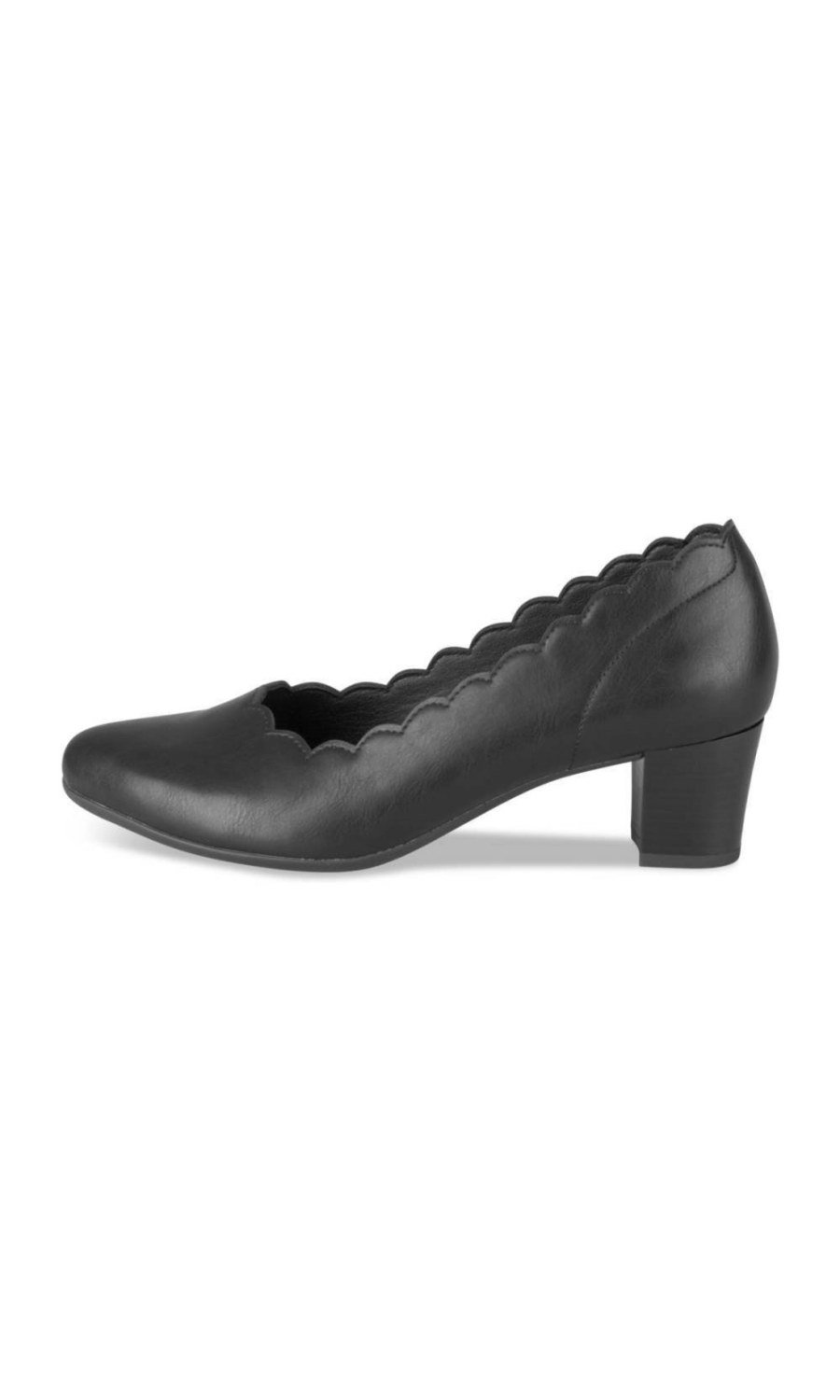 Escarpins bord festonné talon carré noirs