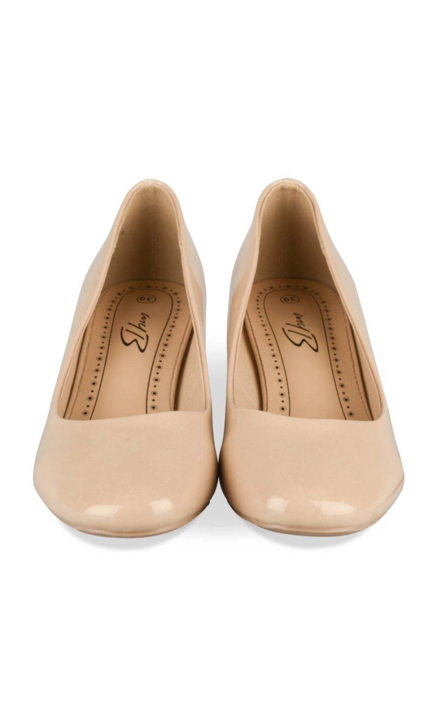 Escarpins vernis talon carré liseré doré
