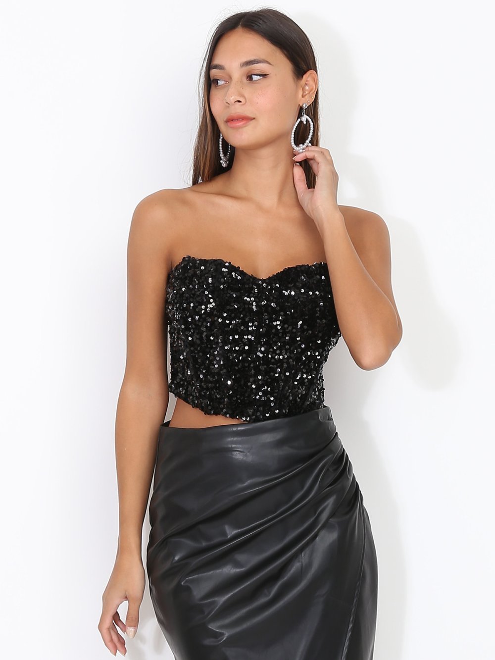 Bustier velours mtrrez b sequins k7el