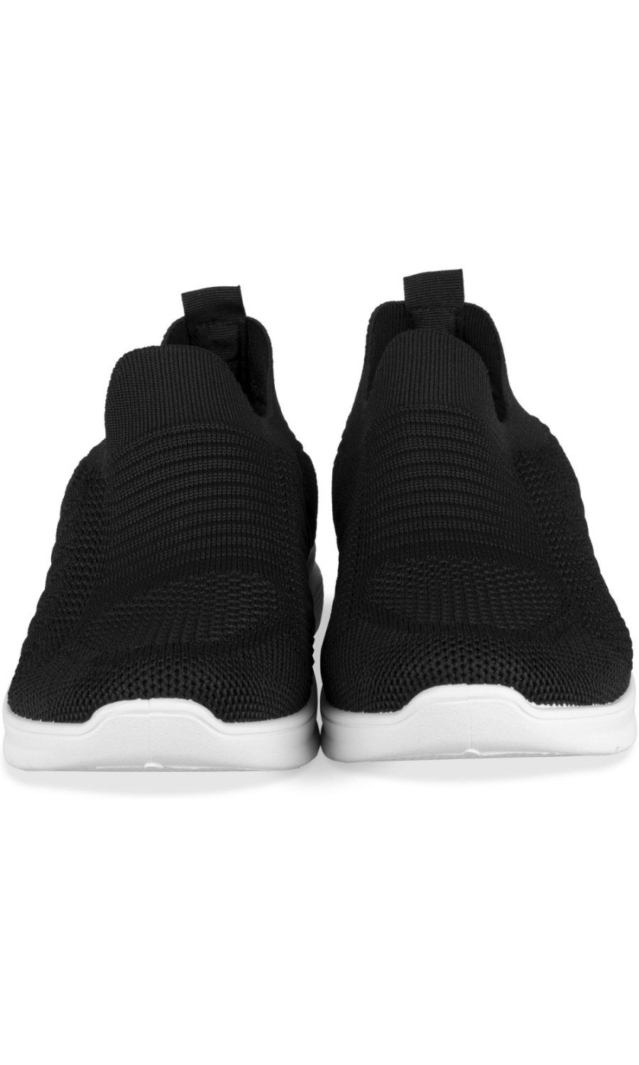 Black sock sneakers with white sole