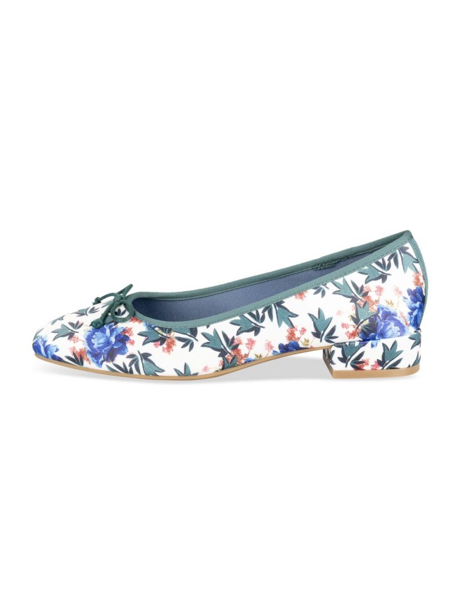 Ballerines fleuries talon bloc bleues