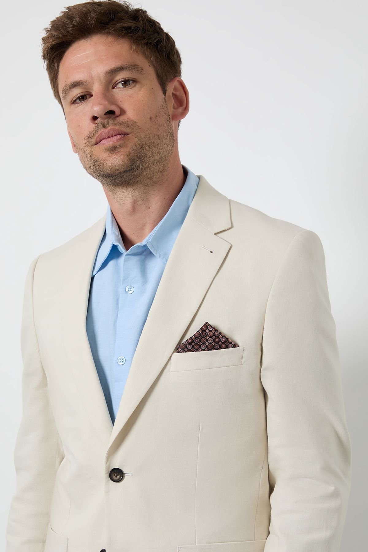Linen tailored suit jacket - Natural