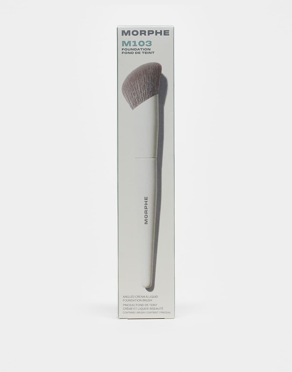 Angled foundation brush for cream and liquid formulas
