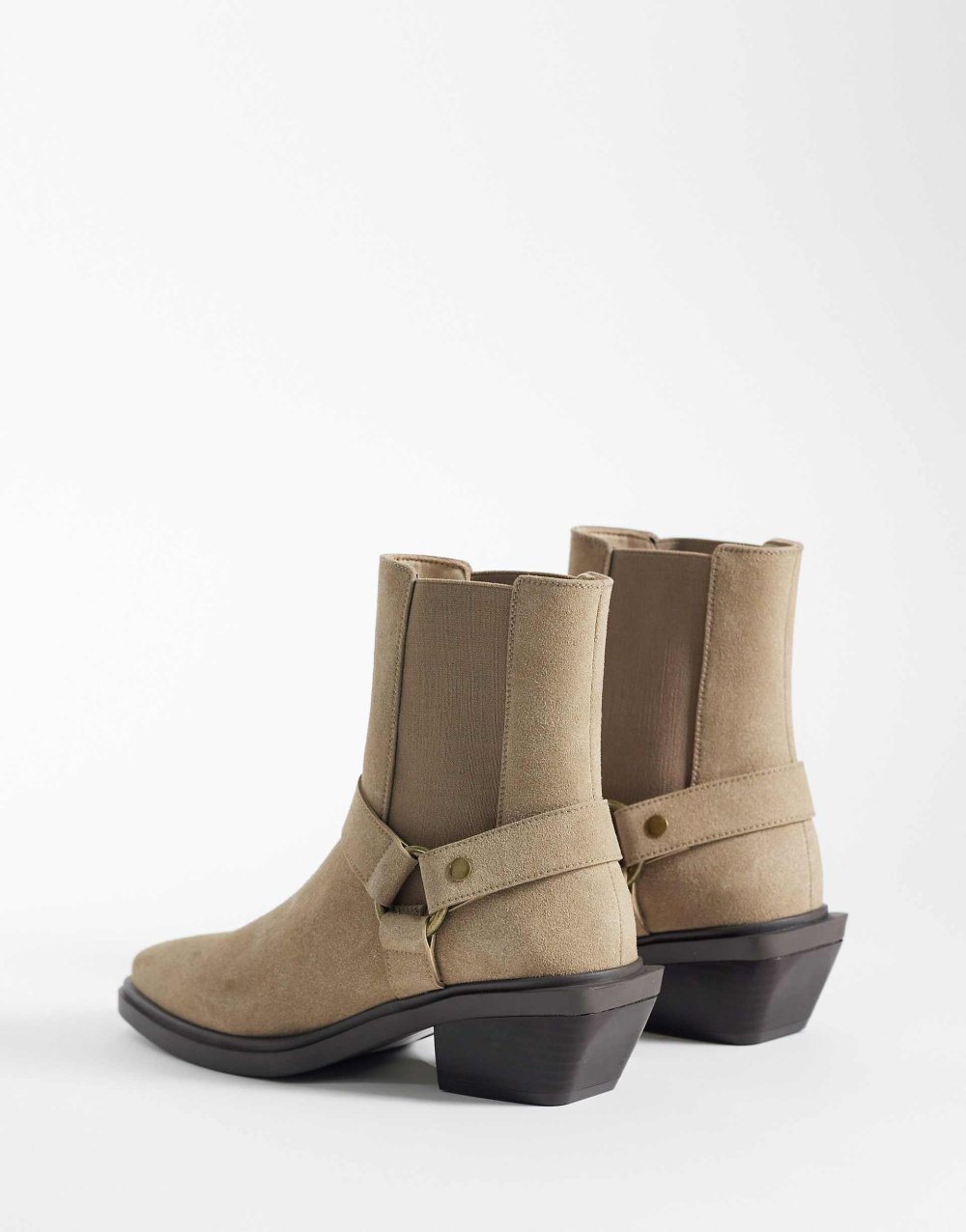 Bottines Chelsea talon cubain à boucle taupe