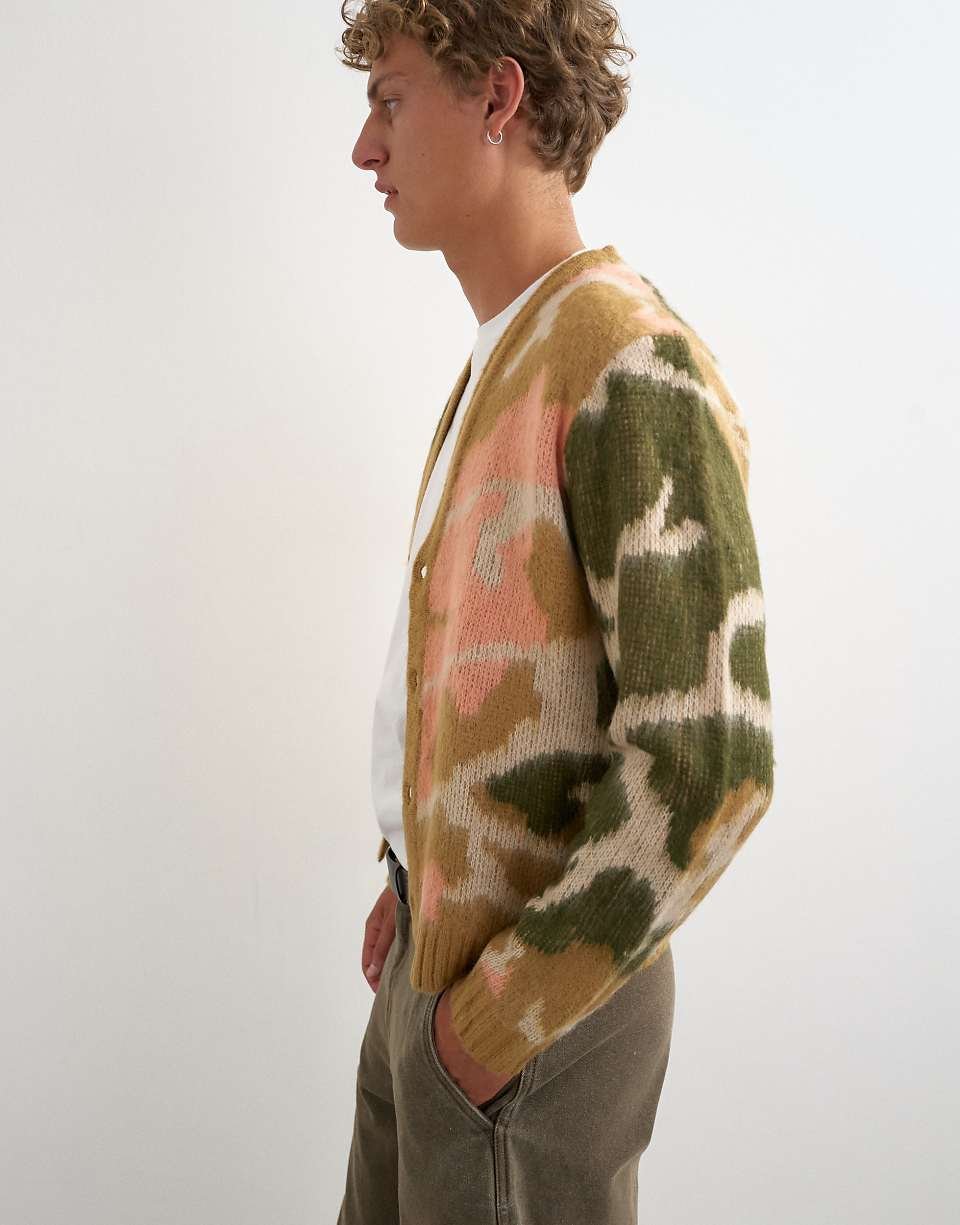 Gilet en maille coupe classique avec motif camouflage abstrait en pierre