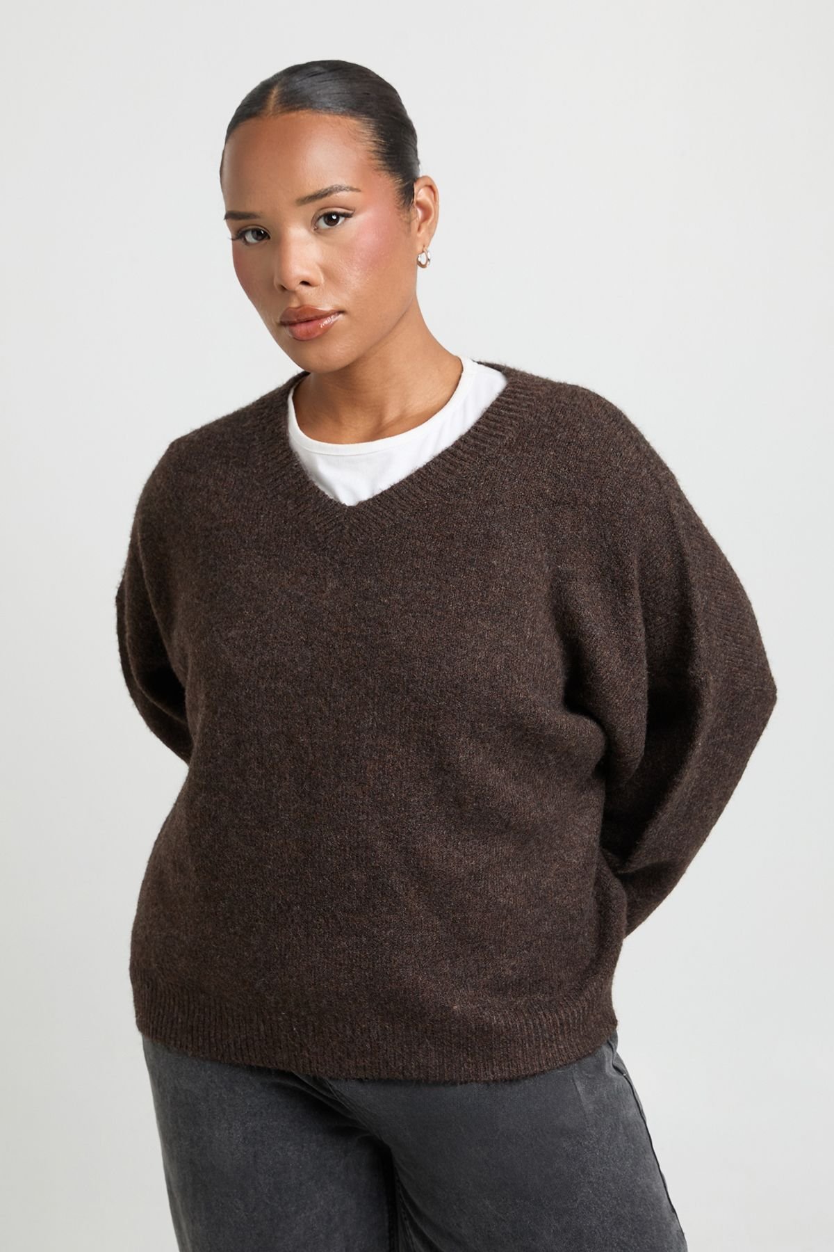 Pull surdimensionné col v super doux - Grande taille