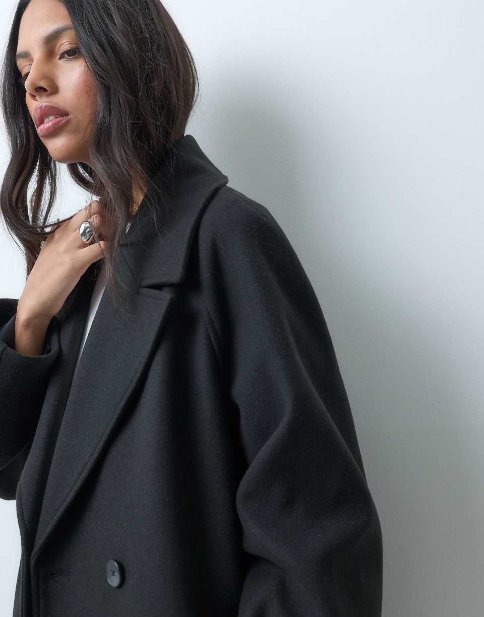 Manteau long croisé noir