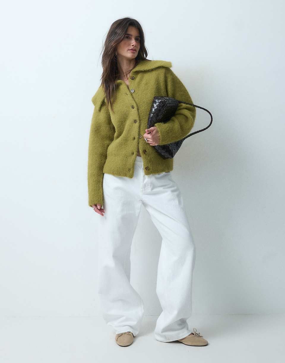Gilet ceinturé à col - Olive