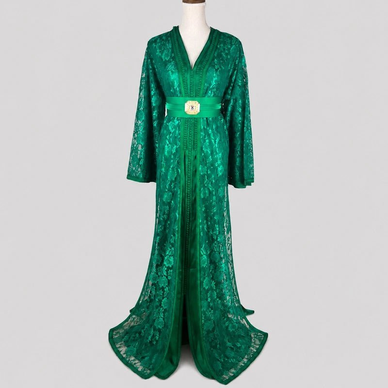 Takchita en dentelle vert émeraude