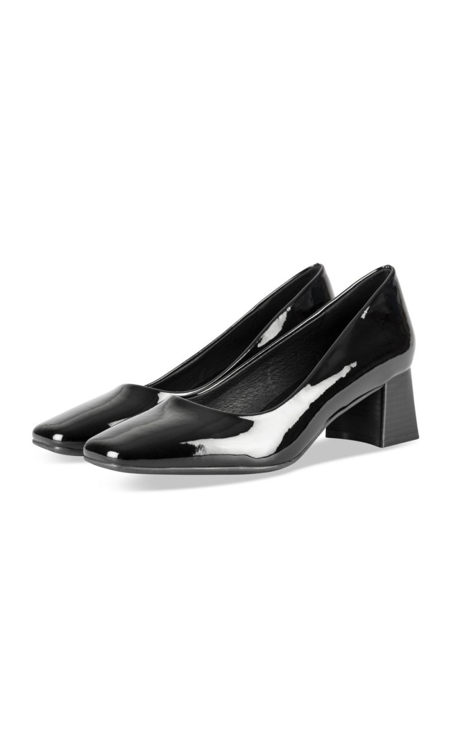 Black patent square-toe pumps