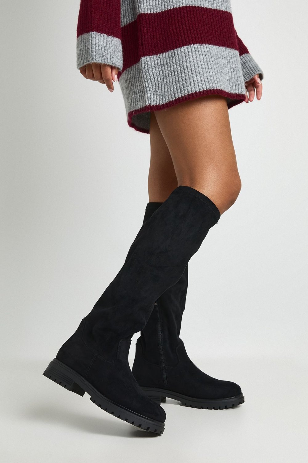 Bottes hautes stretch noires - Pied large