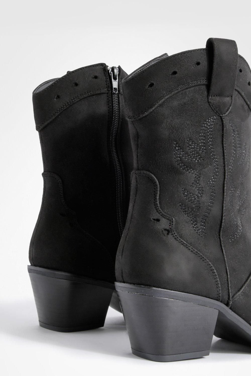 Cut-out faux suede western boots