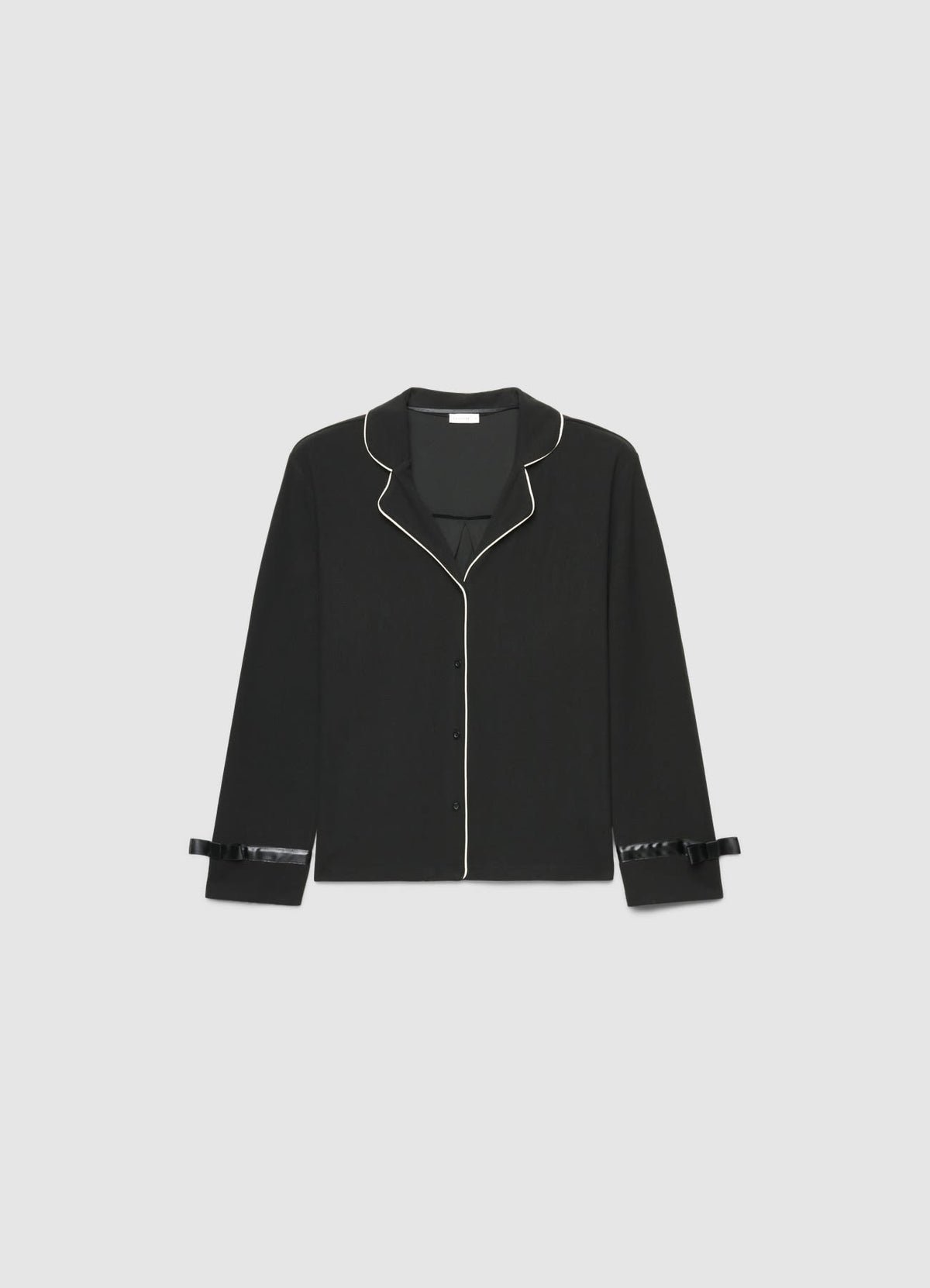 Contrast-piped shirt and trousers pyjama set