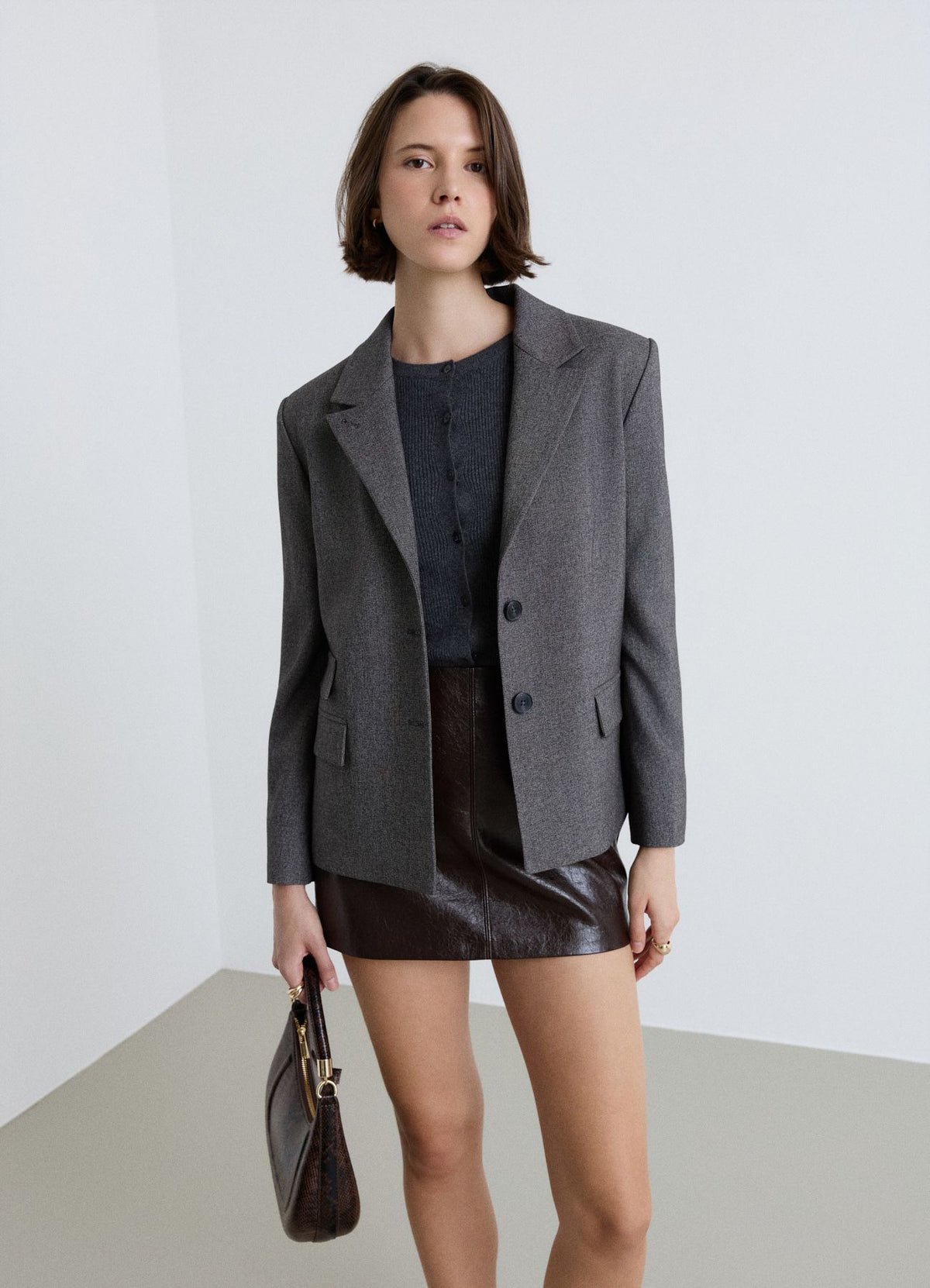 Boxy high-neck button jacket