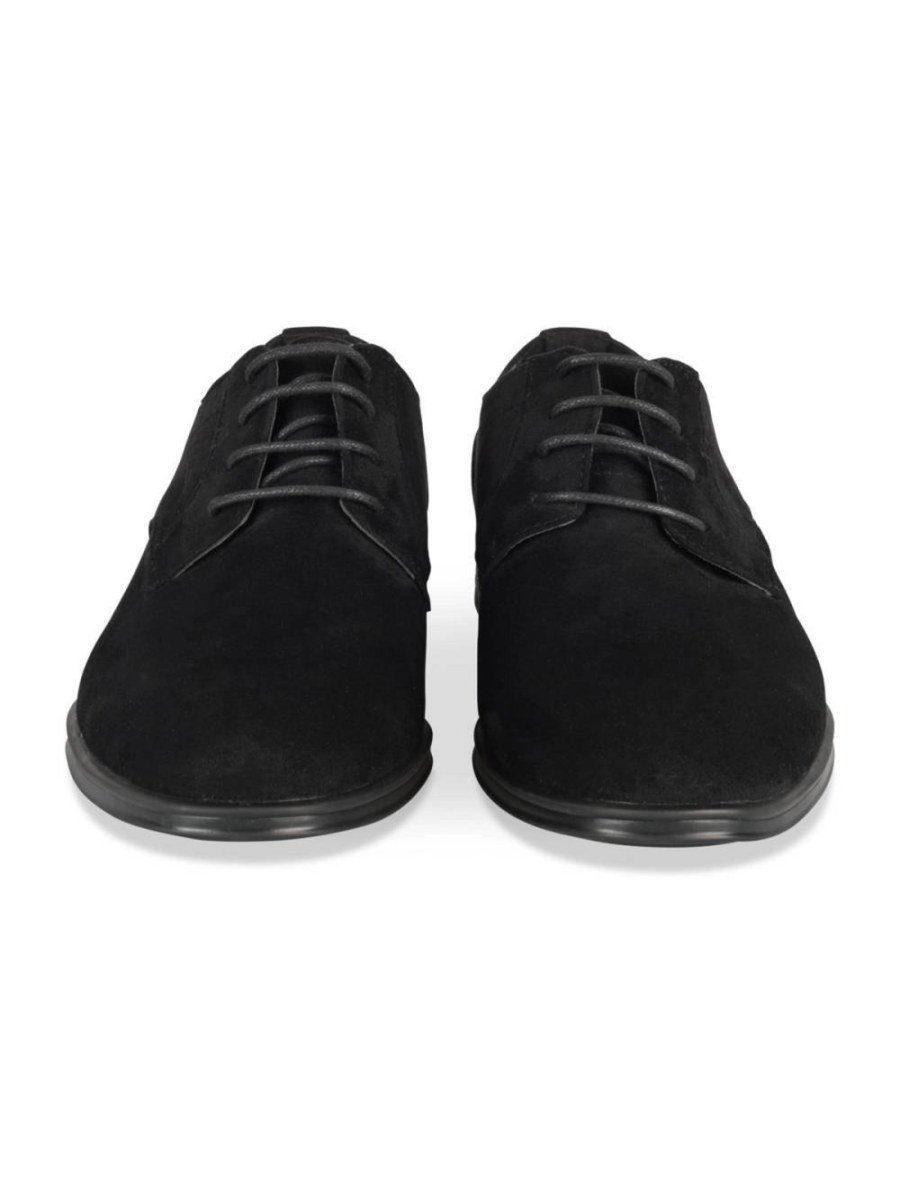 Black suede-effect derbies