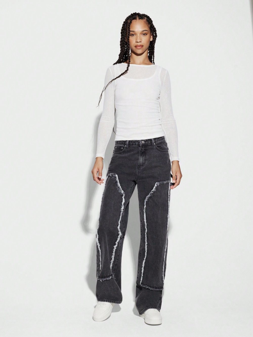 Jean slim taille haute b khyata bayna