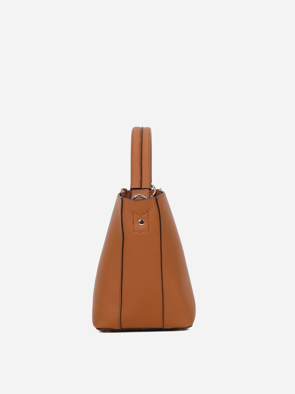 Sac seau rigide f simili texturé marron