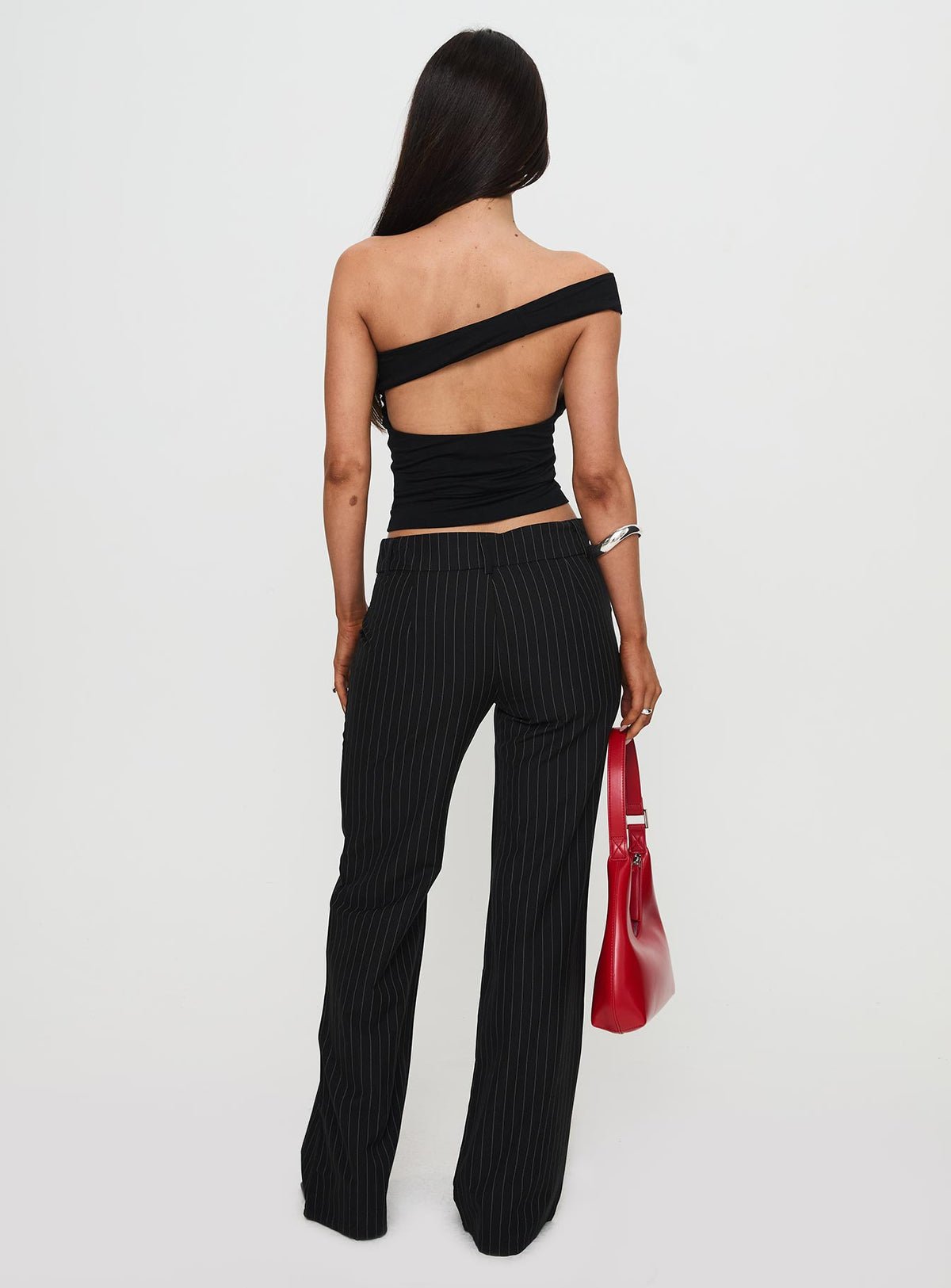 Straight-leg pinstripe pants