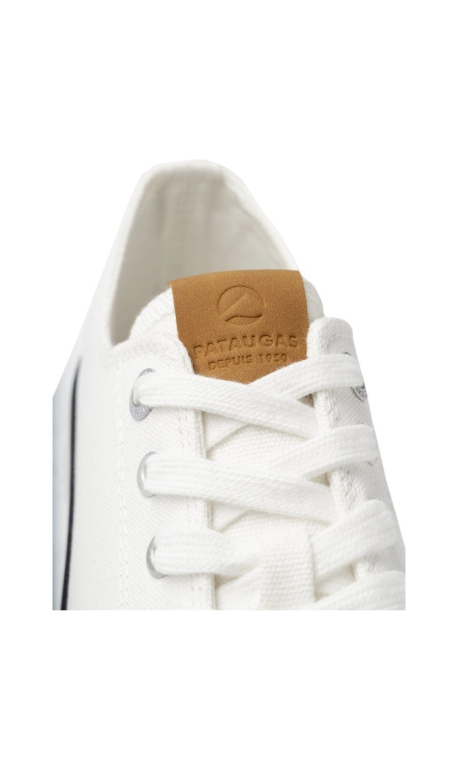 White canvas trainers, striped sole