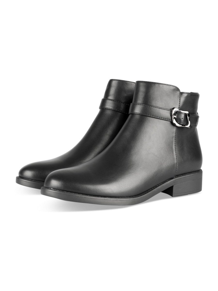 Black ankle boots with buckle strap