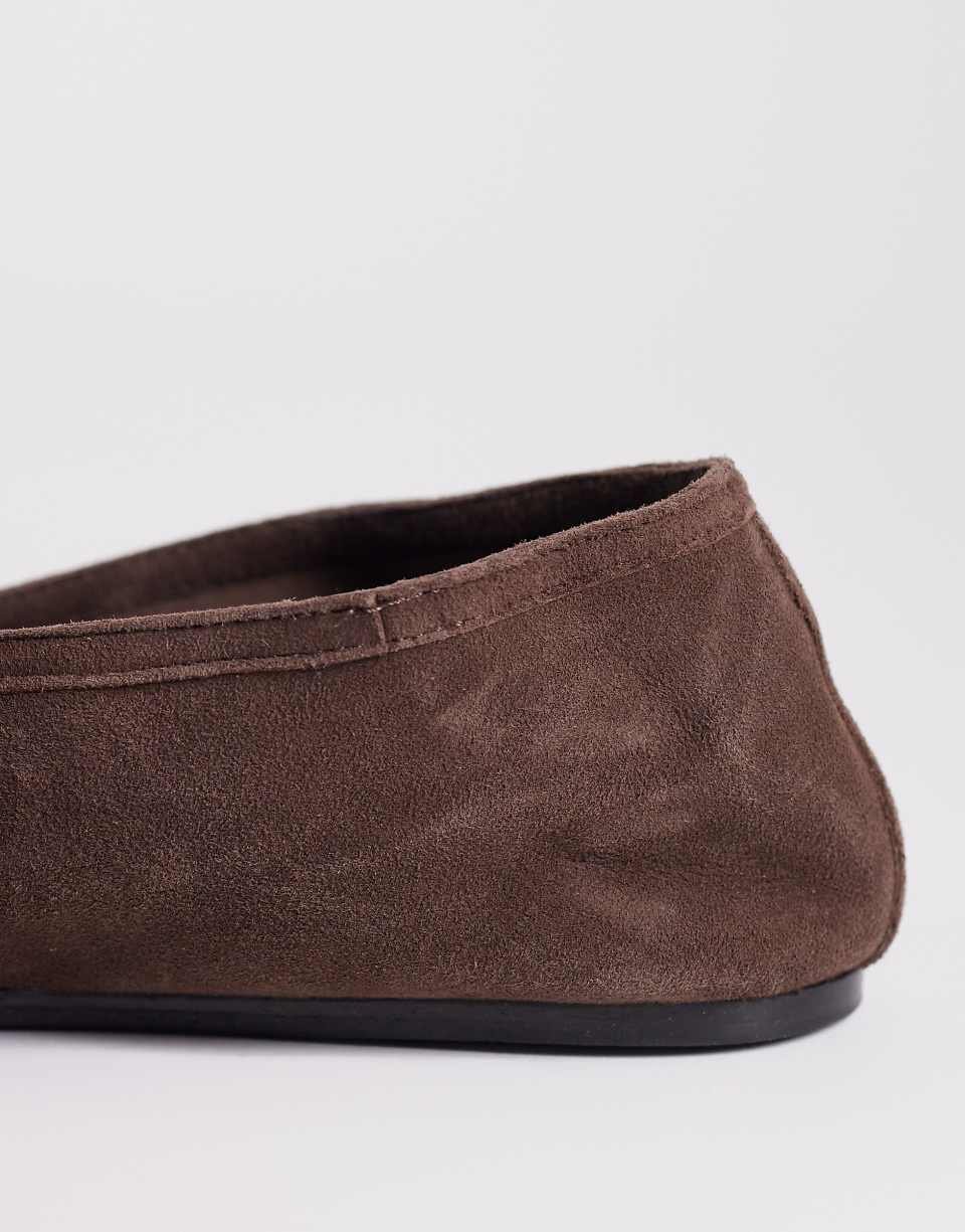 Lively - Ballerines style babies, daim qualité supérieure, lon chocolat