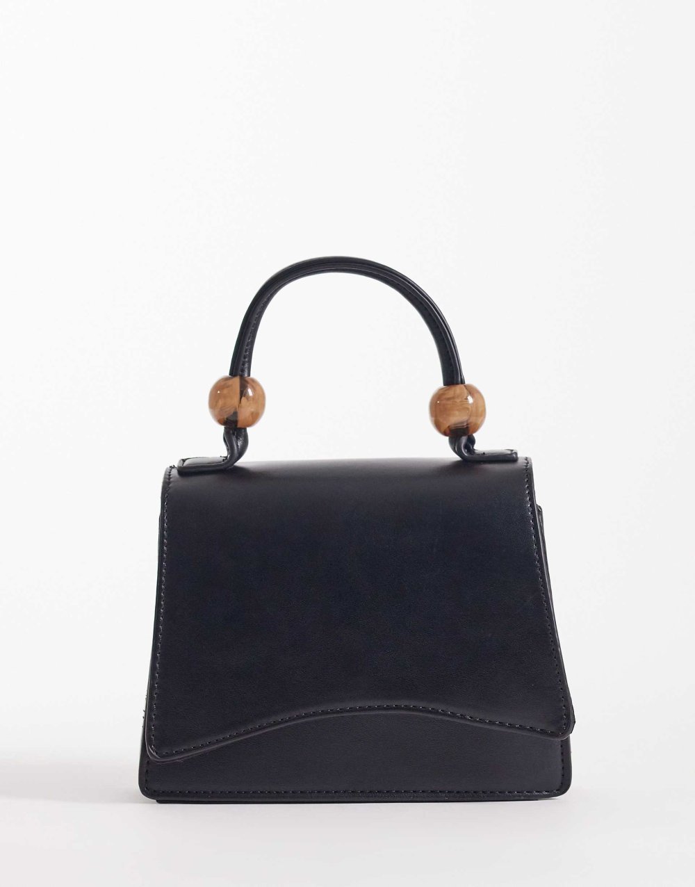 Black crossbody bag with beaded handle