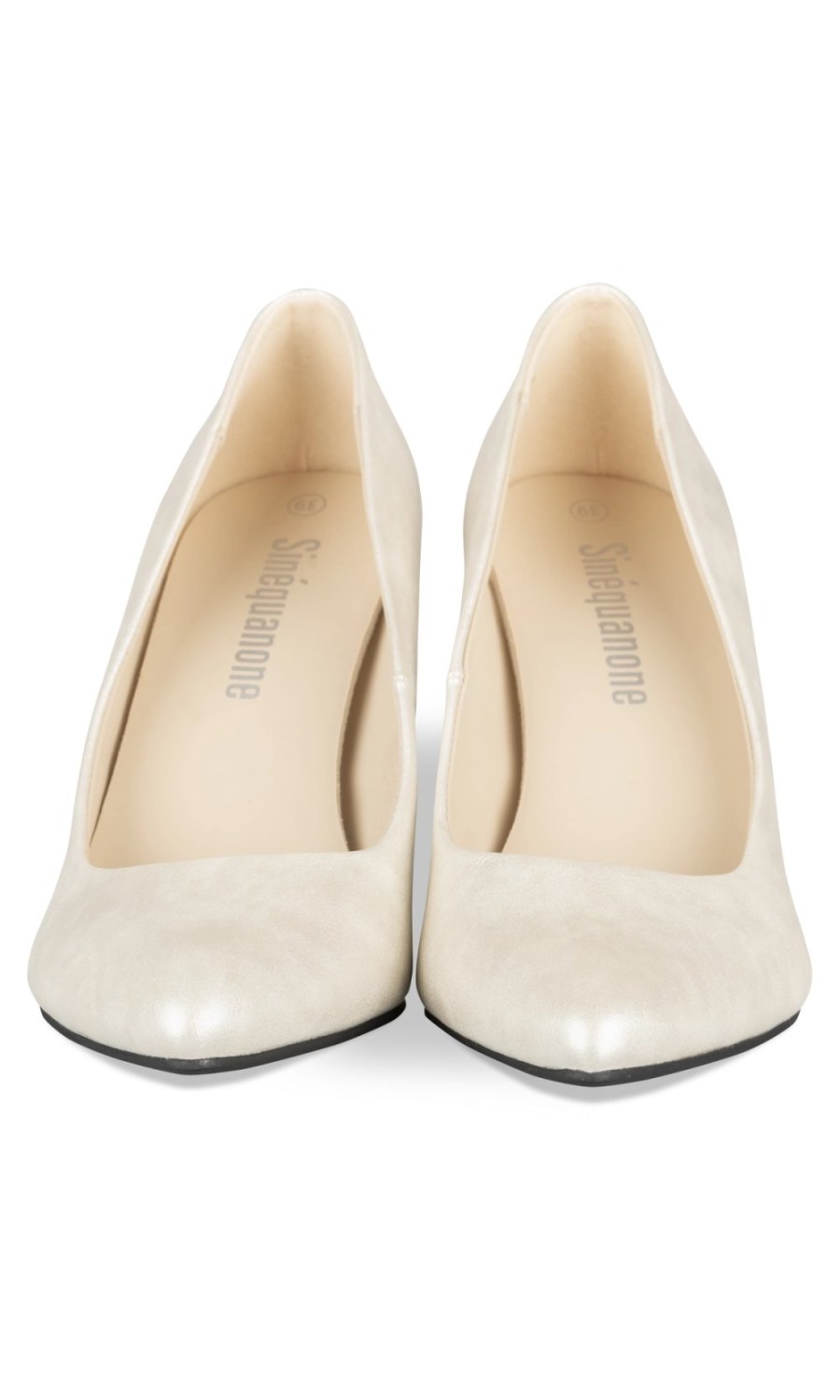 Off-white pearlised pointed stiletto pumps