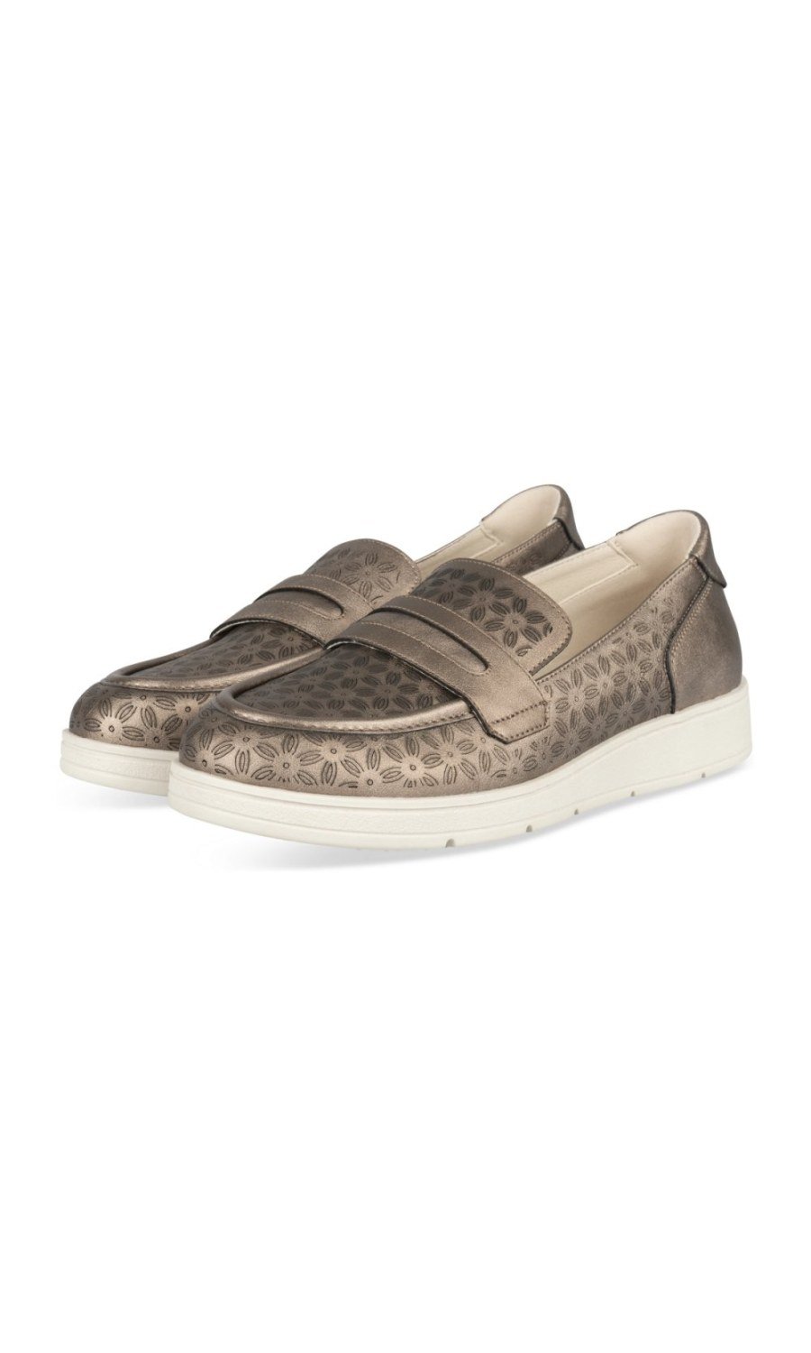 Mocassins ajourés métallisés bronze