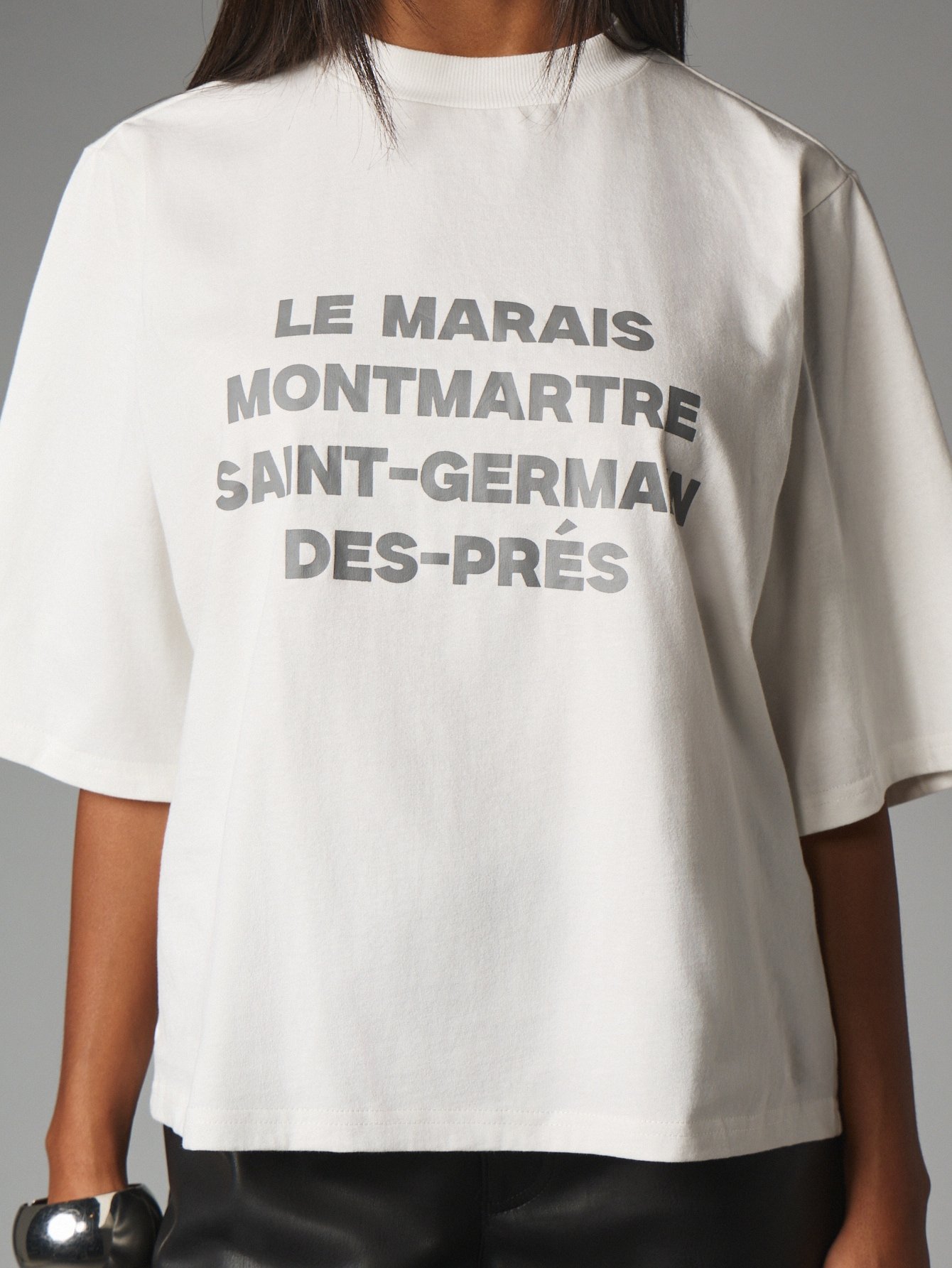 T-shirt court et ample avec imprimé texte parisien