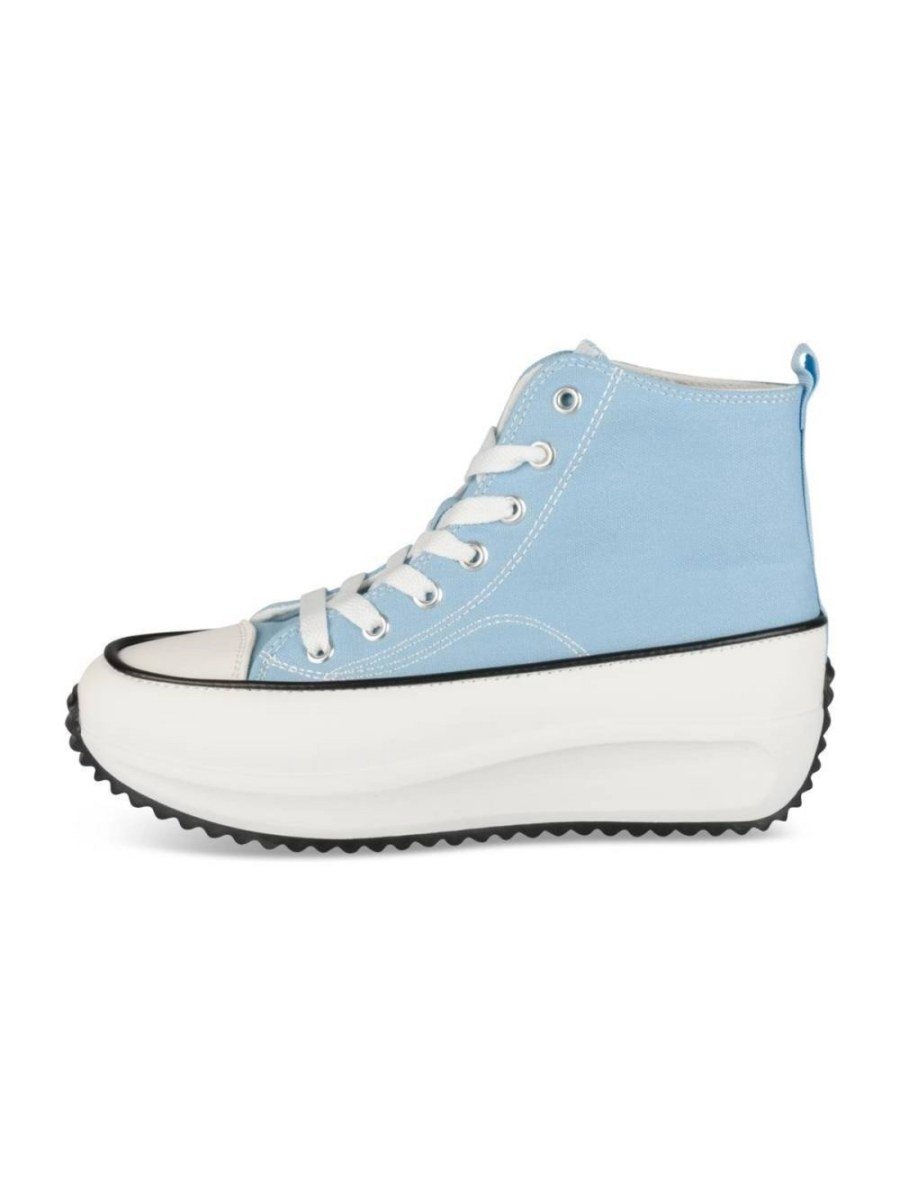 Sky blue high-top platform sneakers
