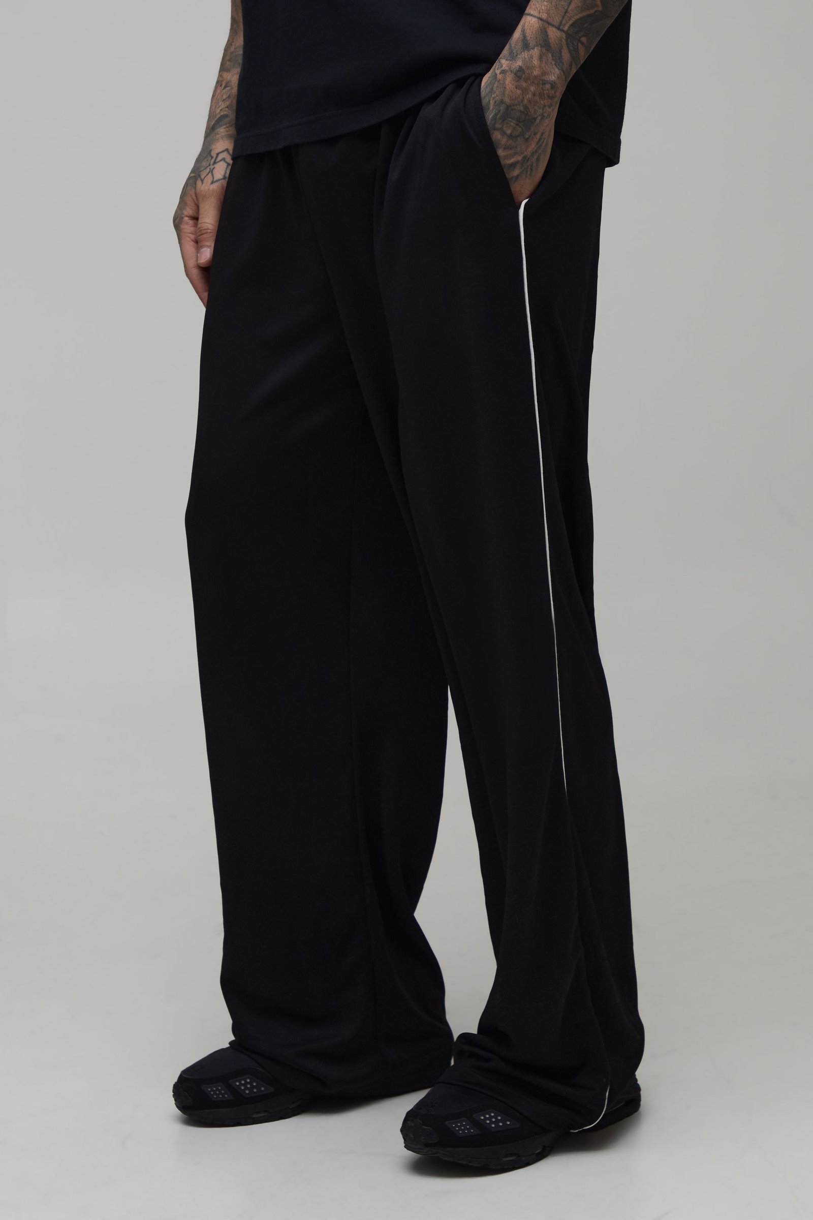 Jogger Tricot Taille Haute Coupe Large Avec Passepoil