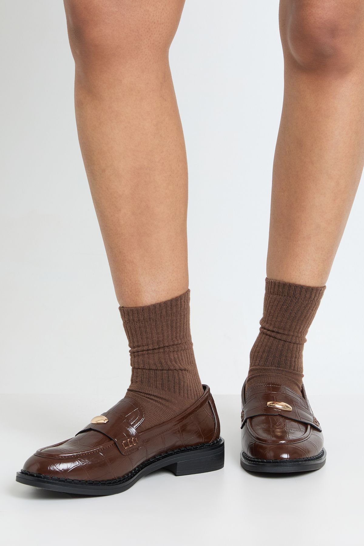 Croc-effect trim loafers - Wide fit