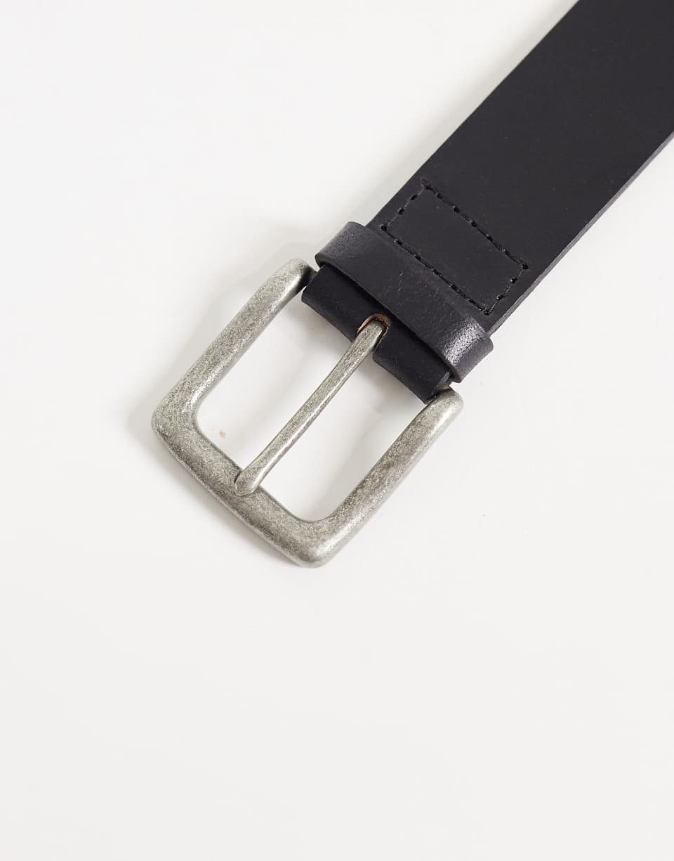 Ceinture en cuir à boucle carrée - Noir