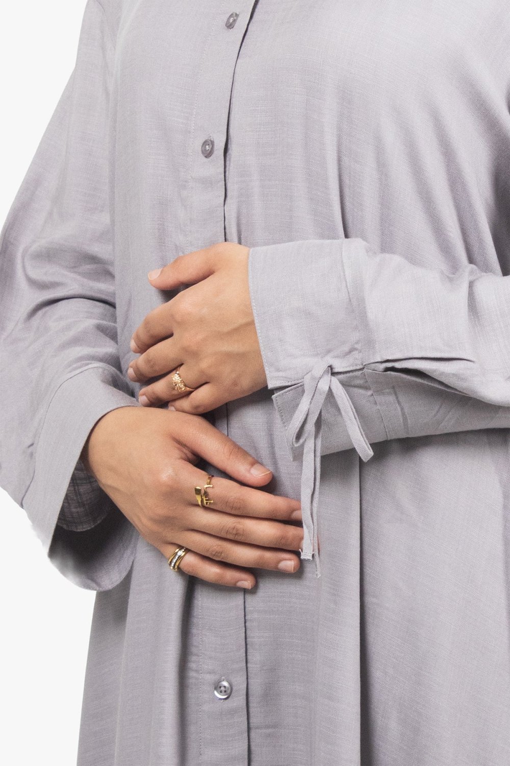 Button-down shirt abaya - Grey