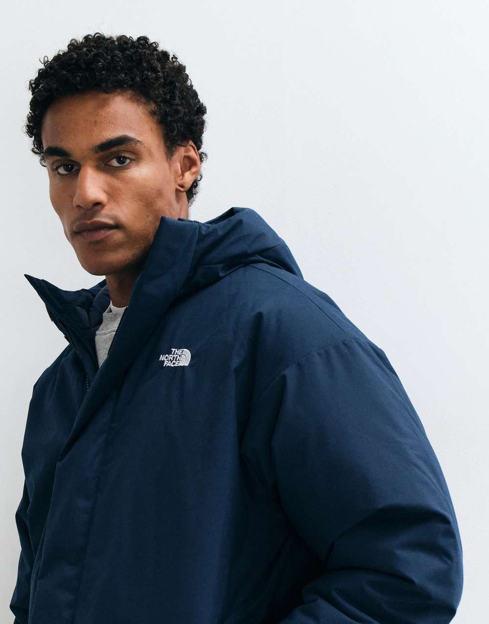 Doudoune oversize à capuche bleu marine