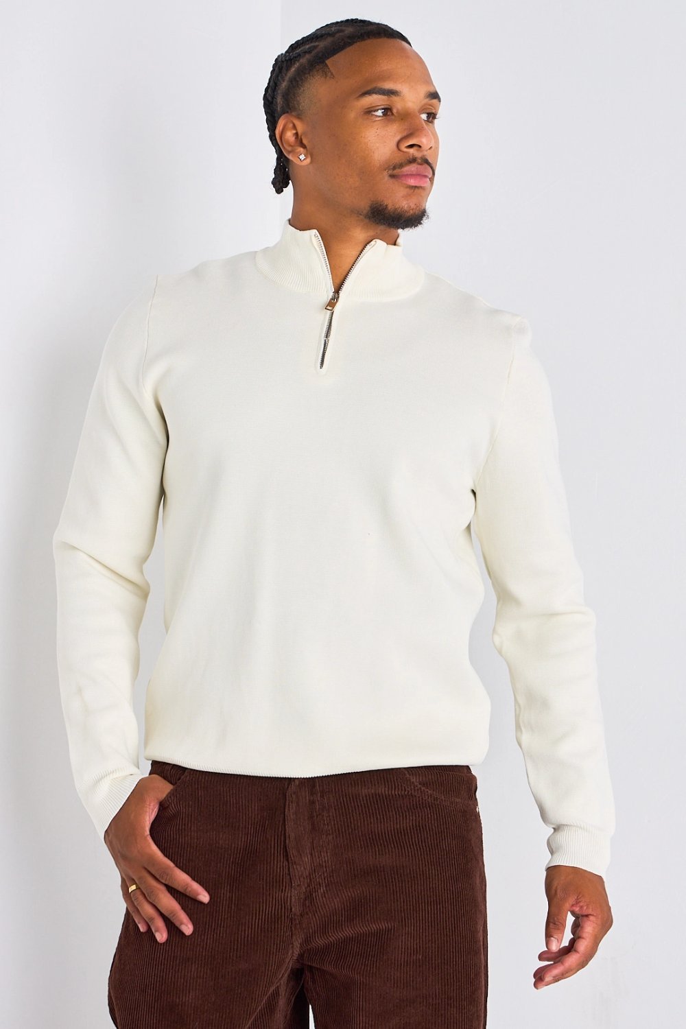 Gilet demi-zip à col montant blanc