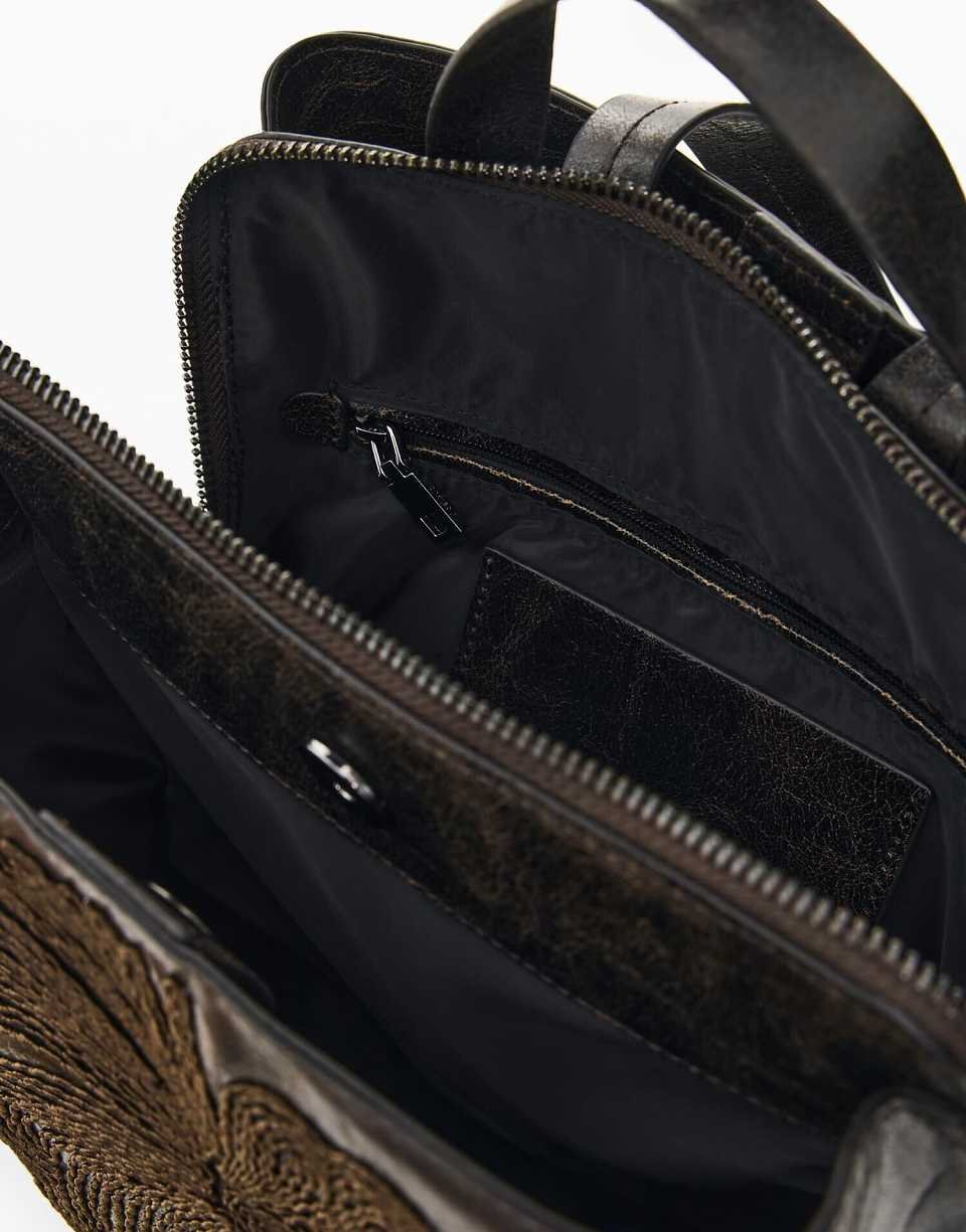 Small embroidered backpack - Dark brown