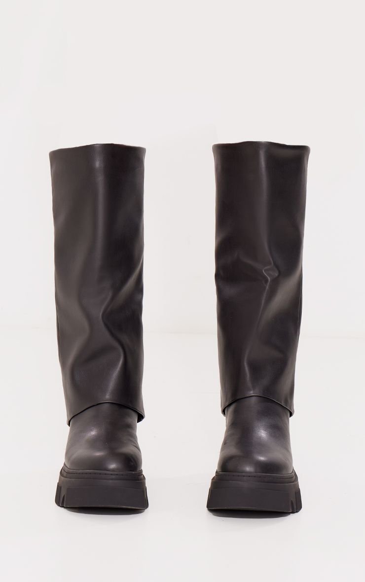 Bottes hautes à revers et plateforme épaisse
