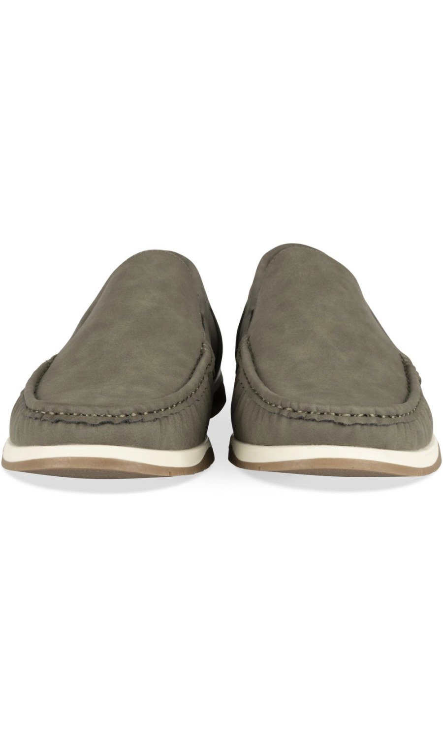 Khaki loafers with two-tone sole