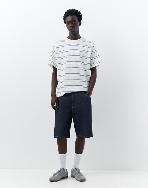 Bermuda baggy en jean Bleu marine