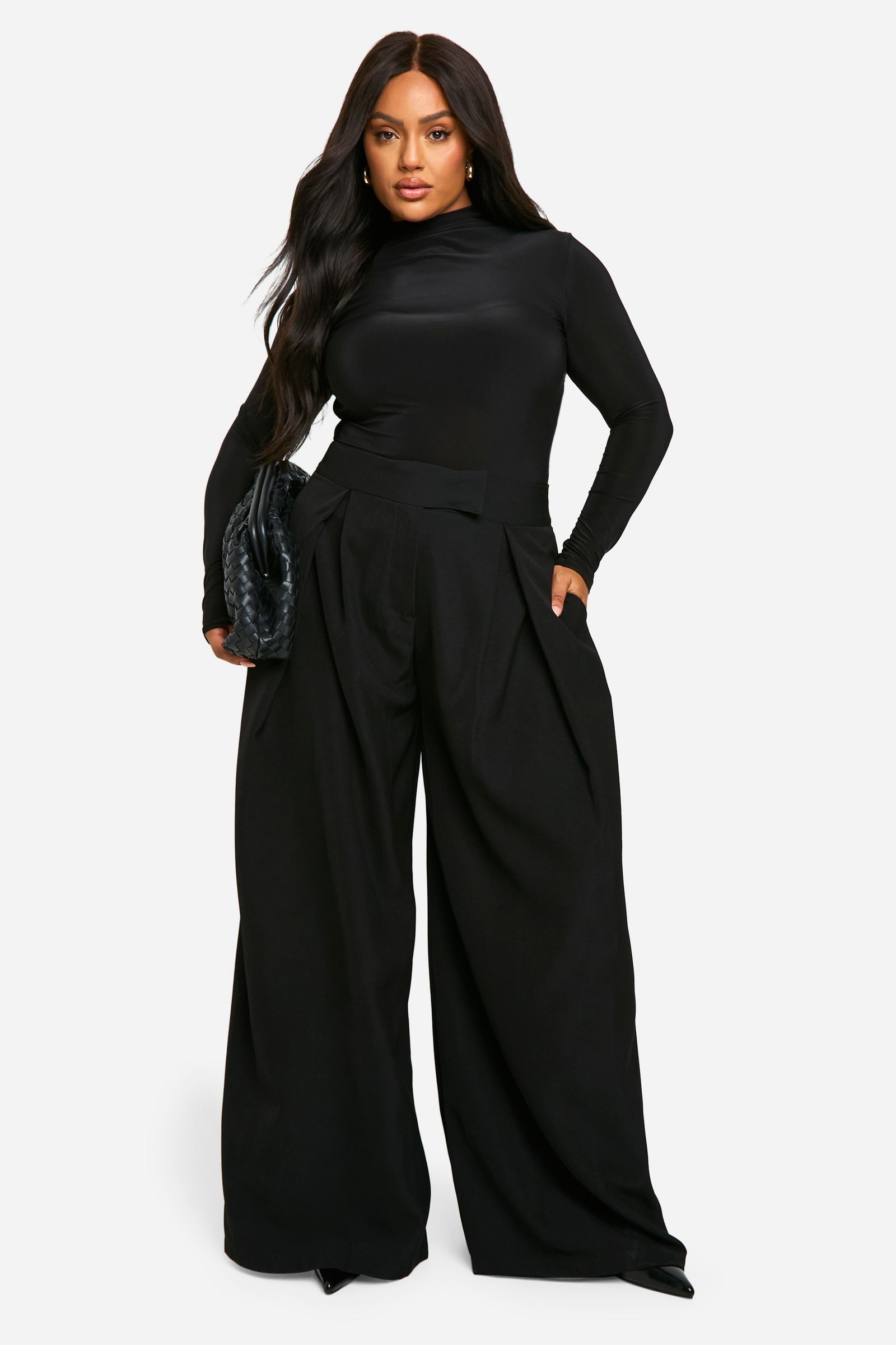 Pantalon large à plis décontracté - Grande taille