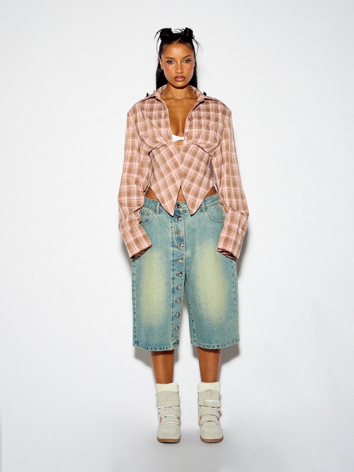 Chemise 9sira carreaux b corset w lacets mn lor