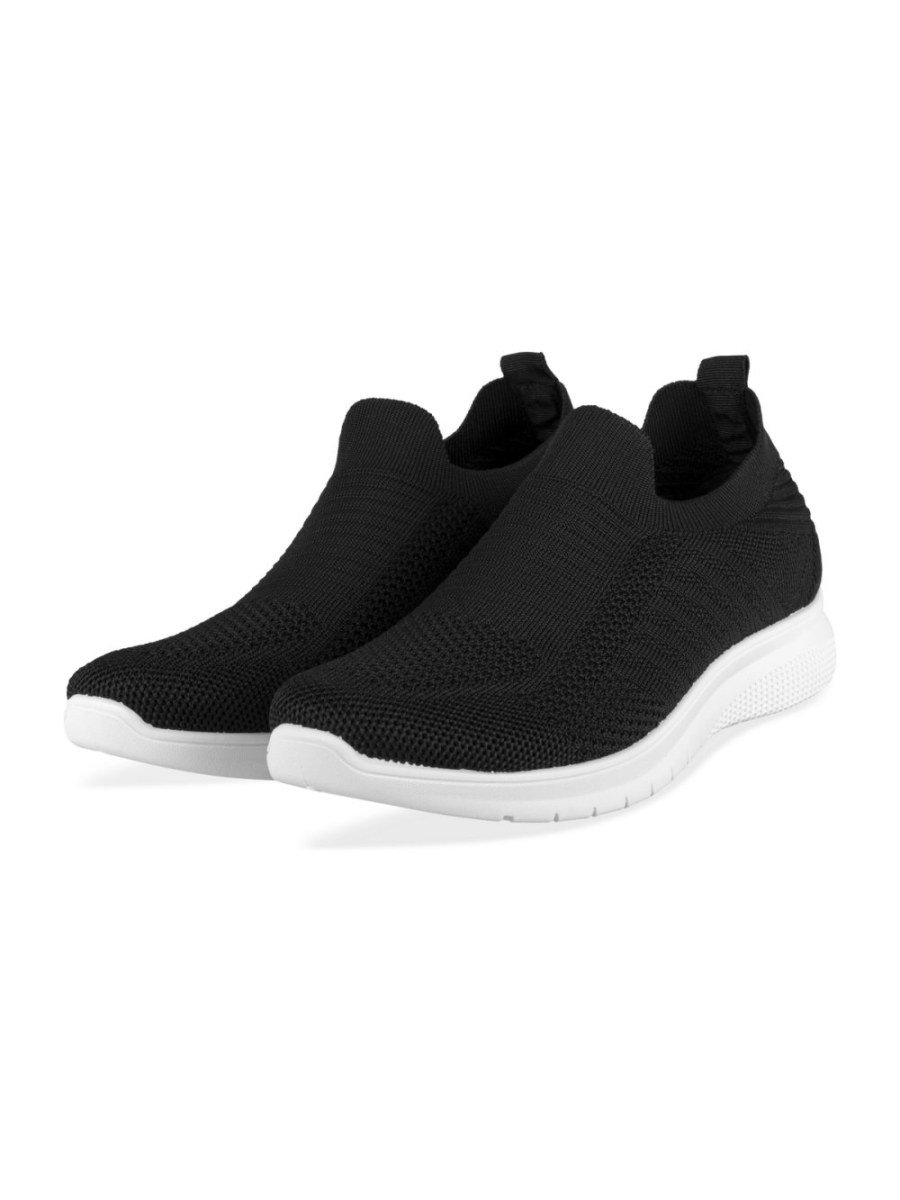 Black sock sneakers with white sole