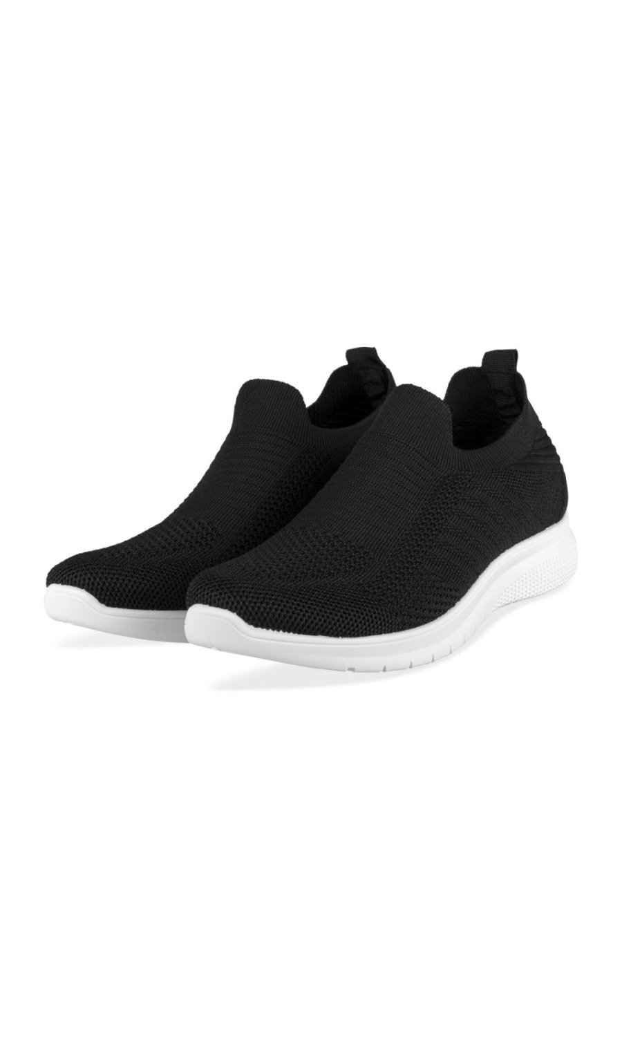 Black sock sneakers with white sole