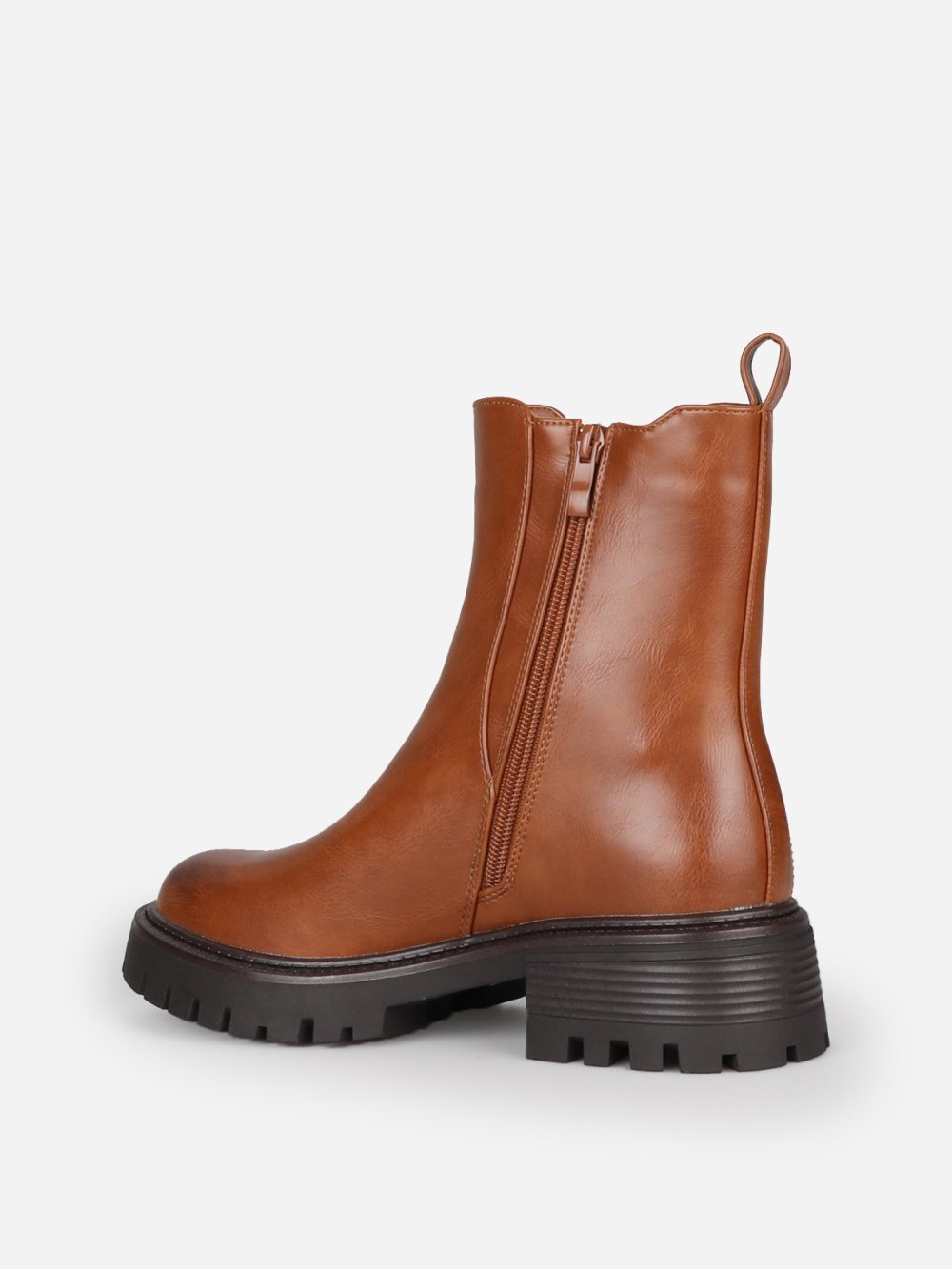 Bottines chelsea à semelle chunky camel