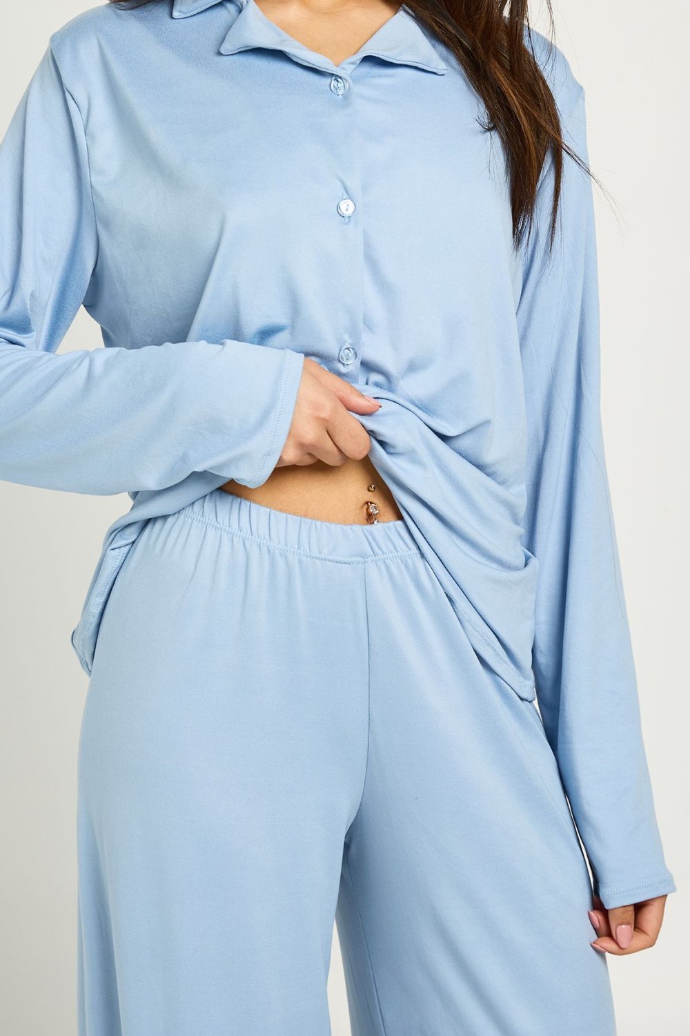 Jersey top and trouser pyjama set