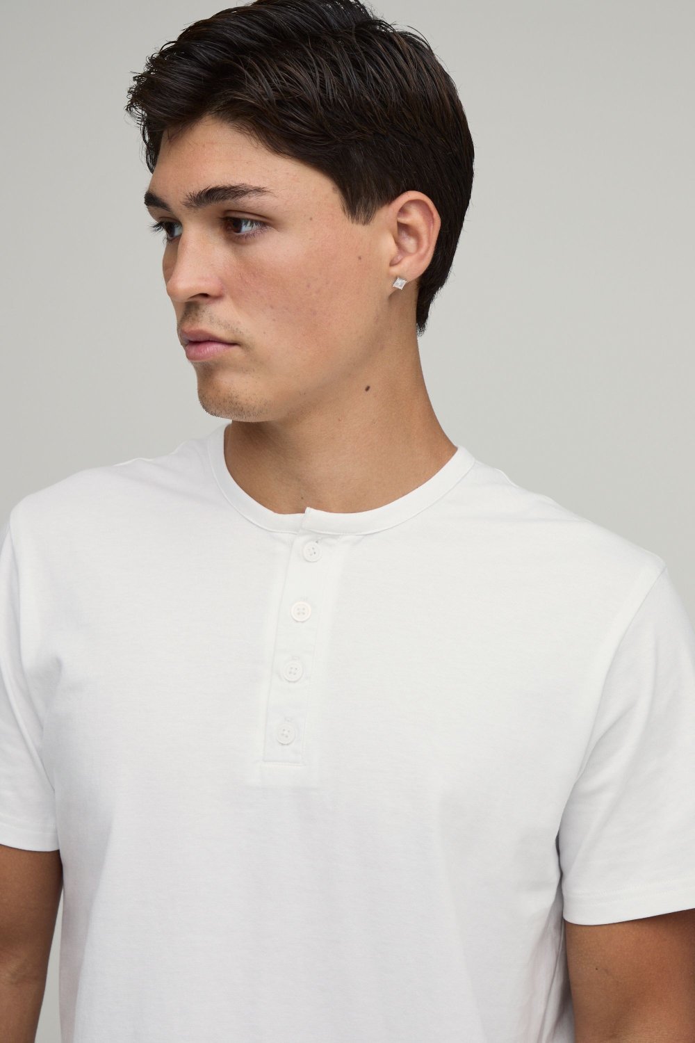 Striped henley T-shirt and shorts lounge set