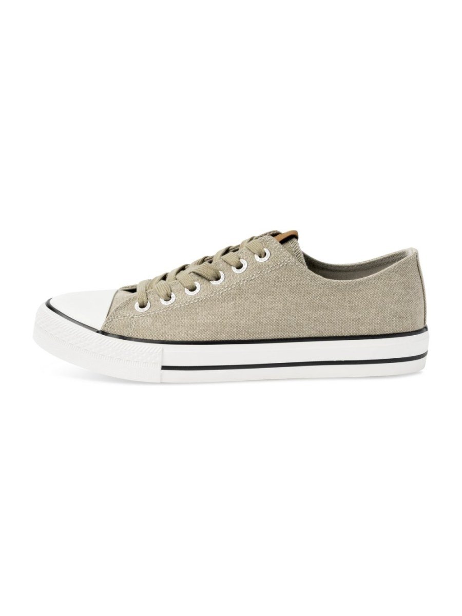 Khaki canvas sneakers with toe cap